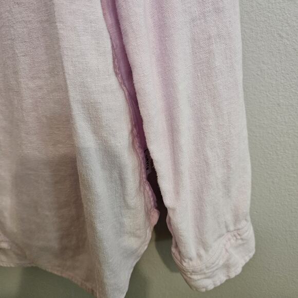 Orvis Pink Linen Button Down Shirt Womens Medium Roll-tab Sleeve Classic Preppy - Picture 4 of 9